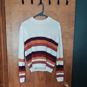 Striped Women's Sweater - Cream, Orange, and Purple